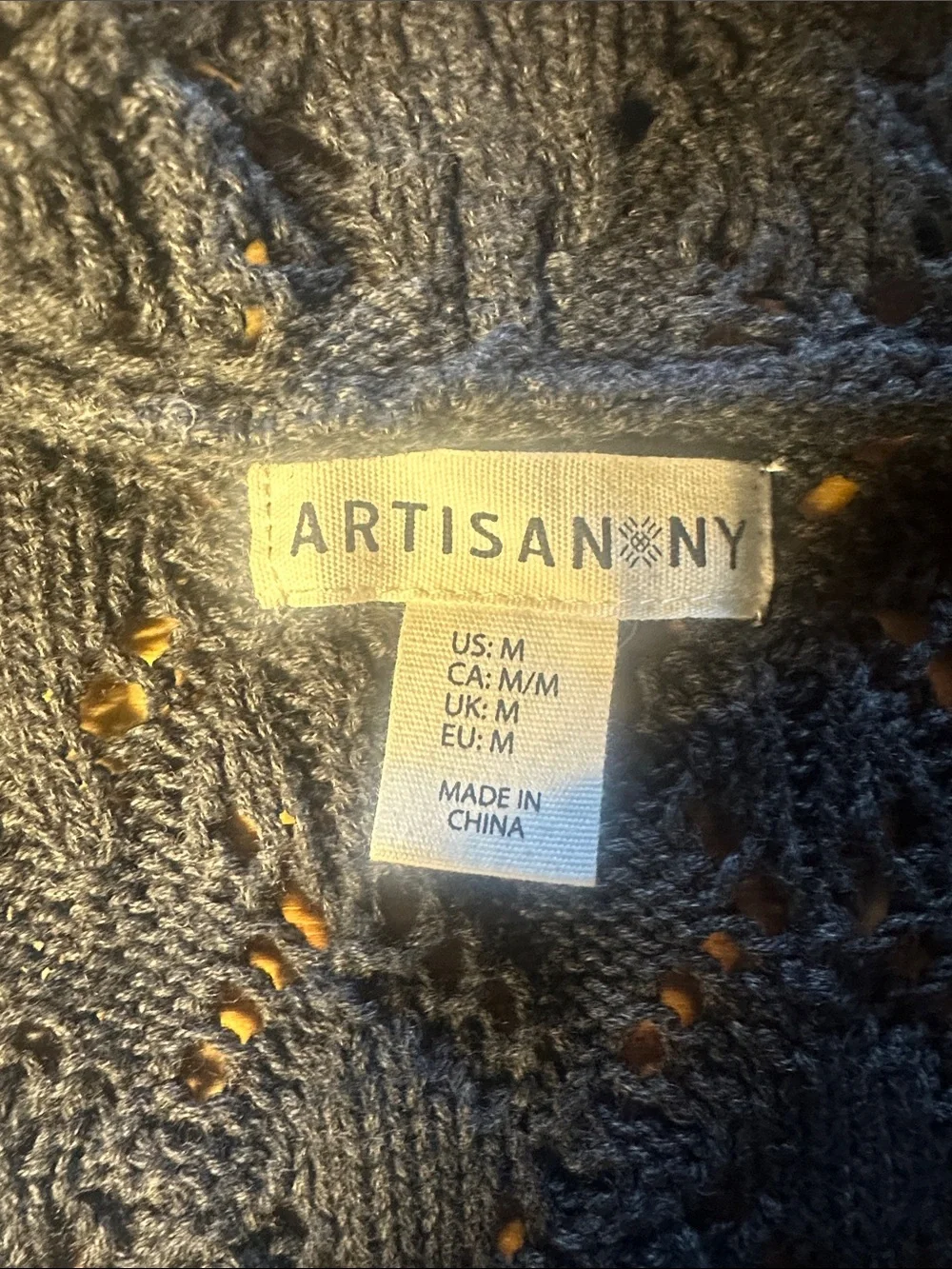 Artisan Ny Charcoal Cable Knit Sleeveless Cowl Neck Sweater
